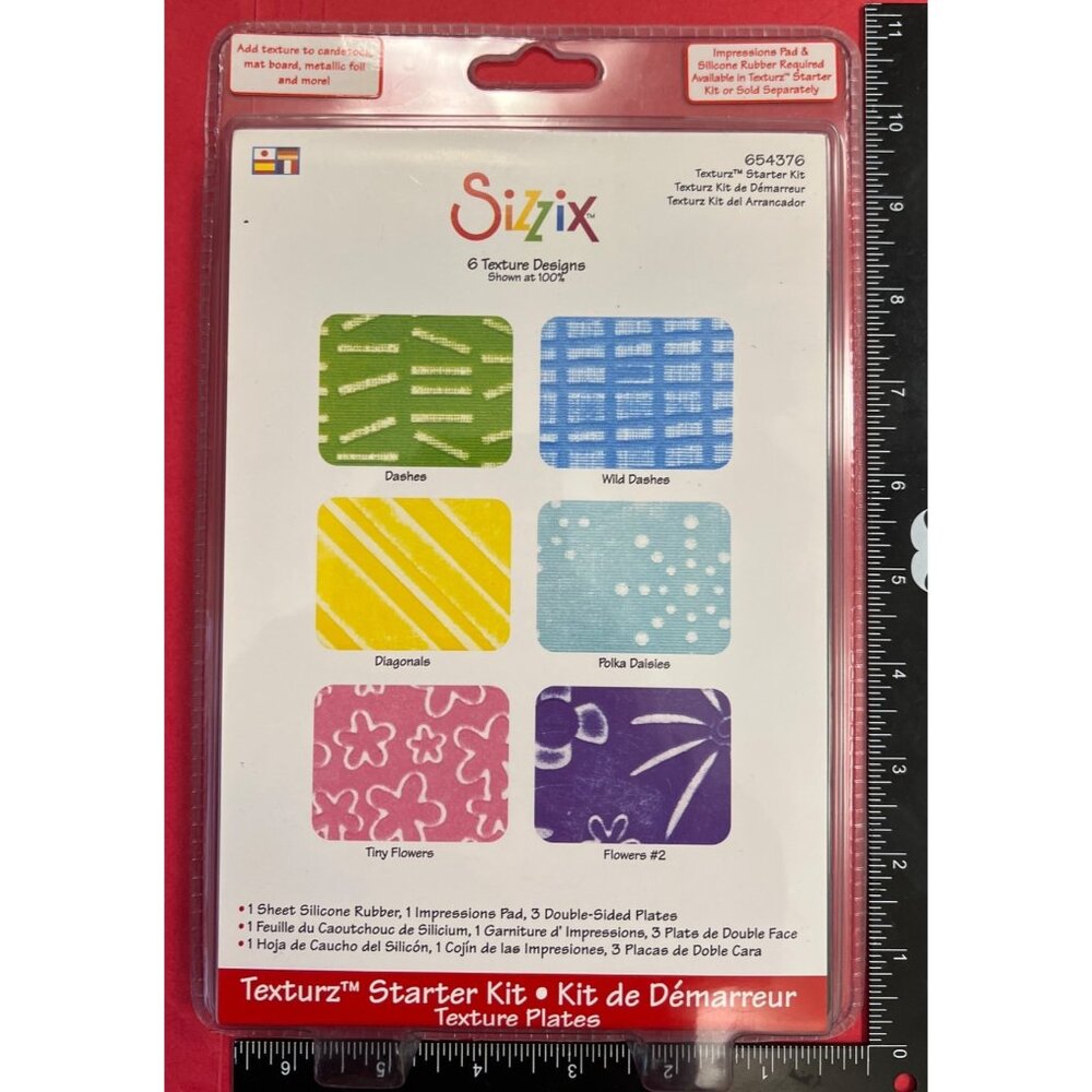 Sizzix Texturz Starter Kit 654376 With 6 Texture Designs For Embossing & Texture